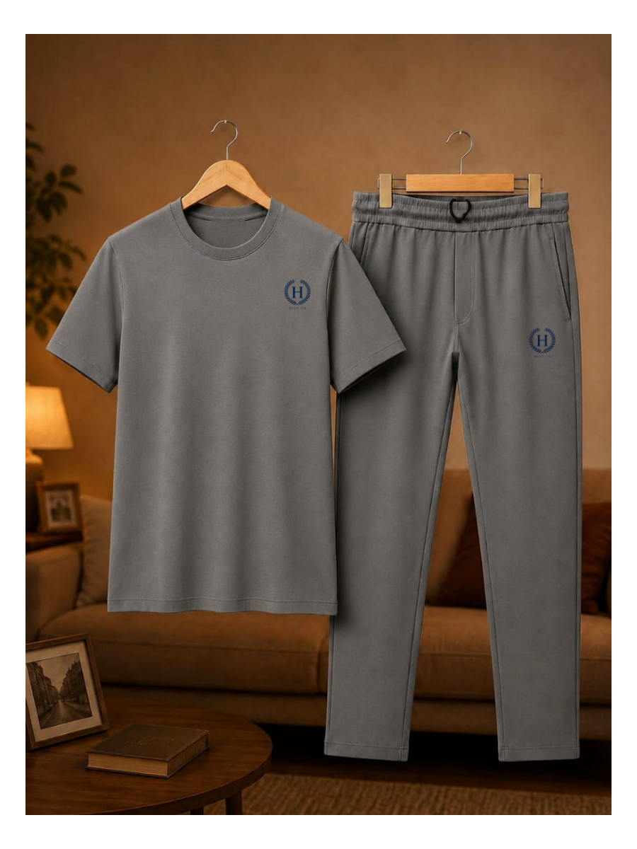 Men's Summer Premium Cotton Track Suit (Gray)