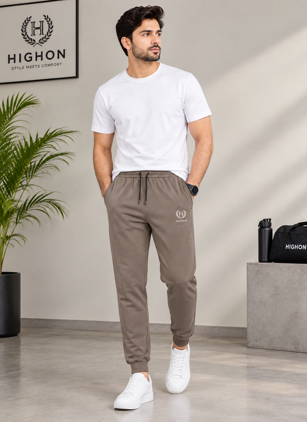 Highon Men’s Brown Casual Trouser – Premium Fit